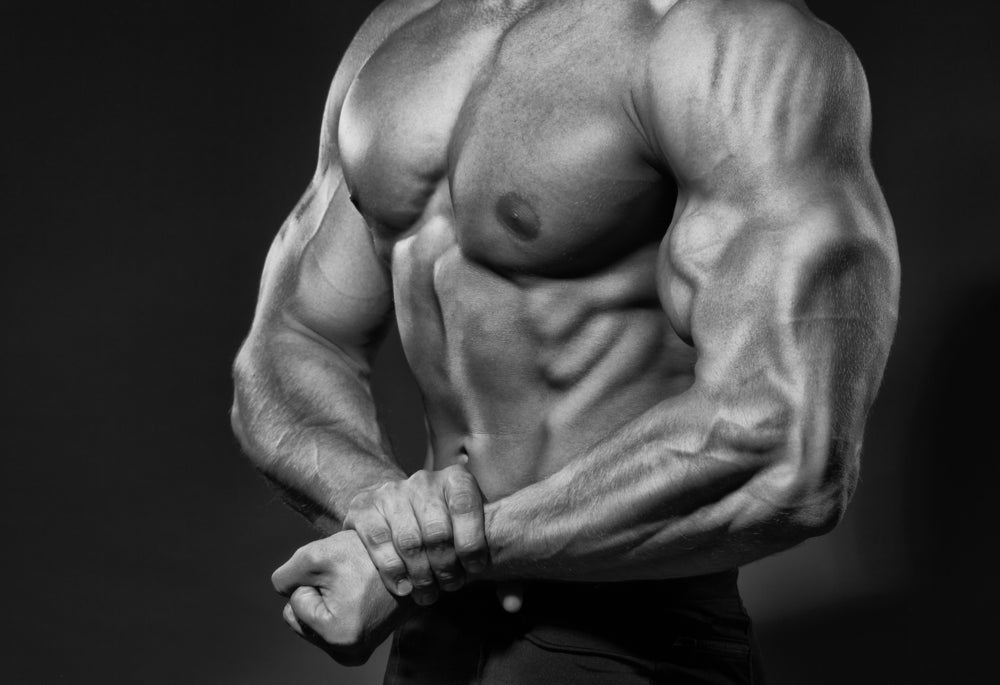 Bodybuilder showing his biceps