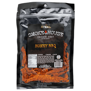 Steel Supplements Jerky Honey BBQ 2.5 oz. Steel Smokehouse Chicken Jerky