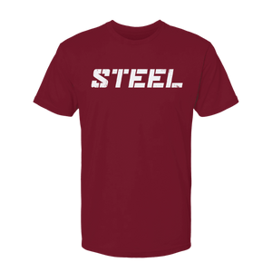 Steel Supplements Apparel S Cardinal with White STEEL T-Shirt