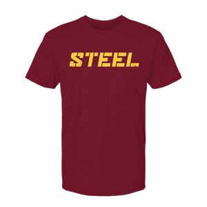 Steel Supplements Apparel Cardinal with Yellow STEEL / S Collegiate T-Shirt Series