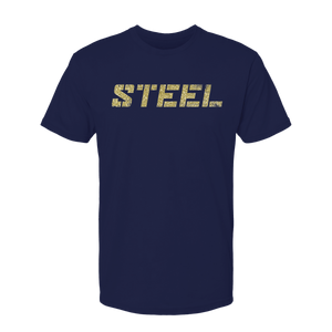 Steel Supplements Apparel Navy with Gold STEEL / S Collegiate T-Shirt Series