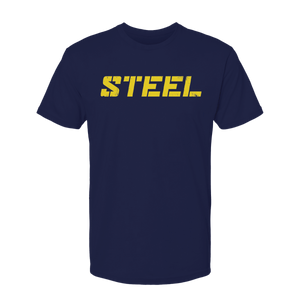 Steel Supplements Apparel Navy with Yellow STEEL / S Collegiate T-Shirt Series