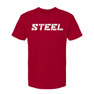 Steel Supplements Apparel Red with White STEEL / S Collegiate T-Shirt Series