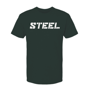 Steel Supplements Apparel S Forest Green with White STEEL T-Shirt