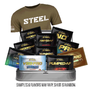 Steel Supplements Promo Bundle Large Free Mystery T-Shirt + Try the Line Kit