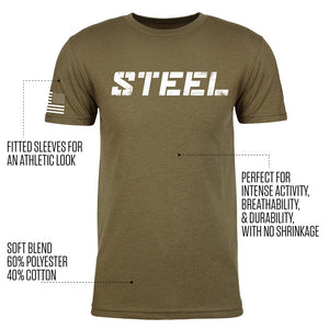The Steel Supplements Apparel STEEL Military Green w/ Stars & Stripes Performance T-Shirt