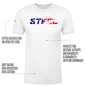 The Steel Supplements Apparel STEEL USA Flag White Performance T-Shirt