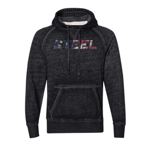 Steel Supplements Apparel S / American Flag Steel Vintage Black Fleece Hoodie