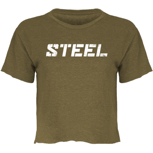 Steel Supplements Apparel White on Military Green / XS Women's Everyday Crop