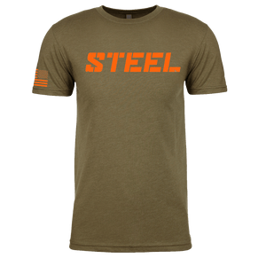 The Steel Supplements Apparel Military Green with Orange Stars & Stripes