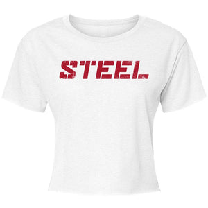 The Steel Supplements Promo Apparel Red on White STEEL Crop Top