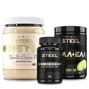 Steel Supplements Stack Vanilla Cream Pie / Lemon Lime Whey ISO Shredded Stack