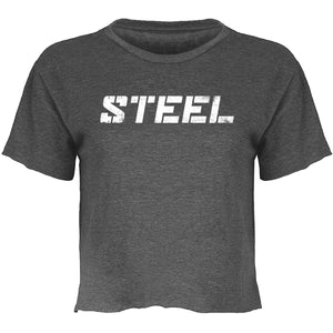 Steel Supplements Apparel White on Charcoal / XS Women's Everyday Crop-Promo