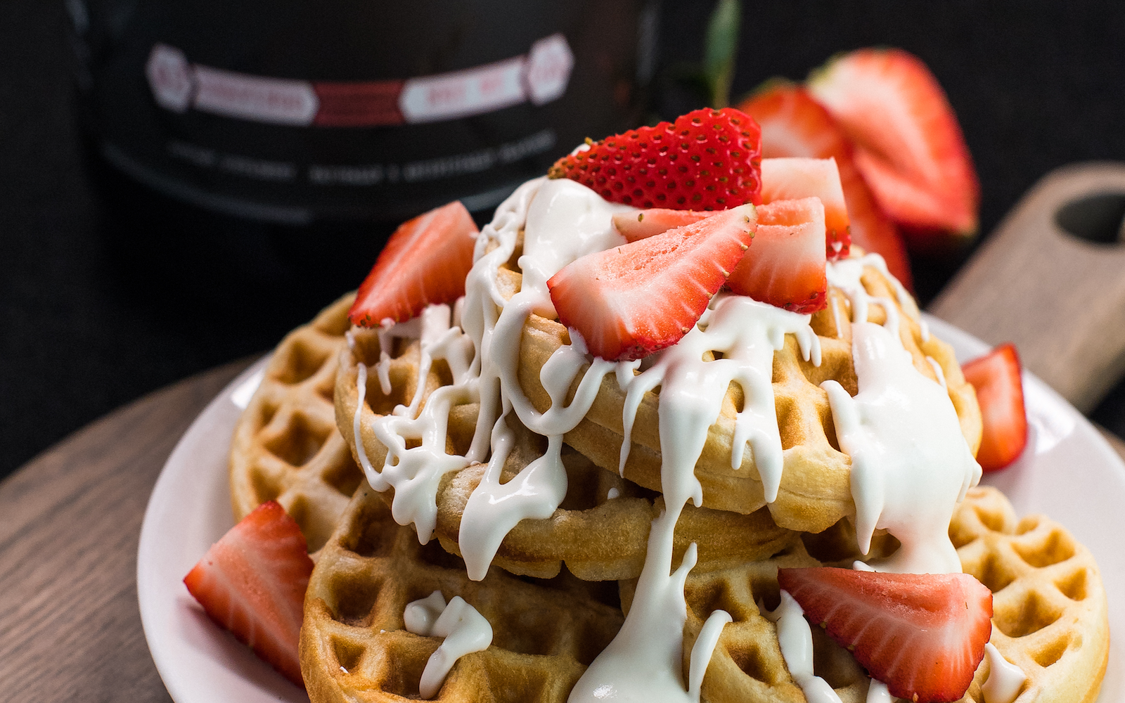 Strawberry Cheesecake Protein Waffles