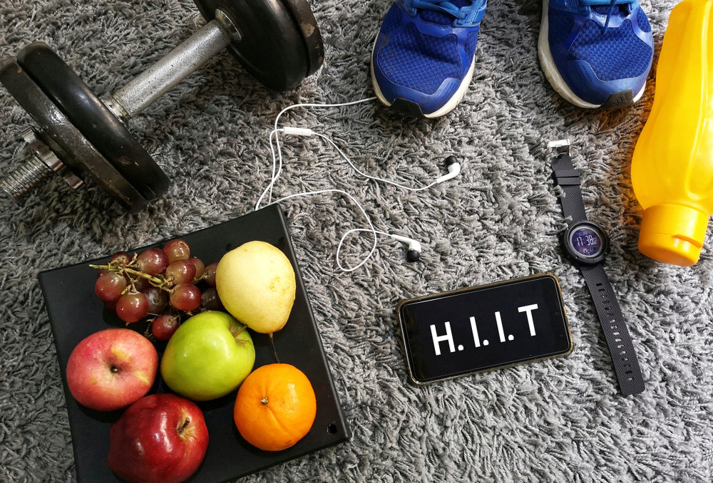 Photo of exercise related item with word HIIT