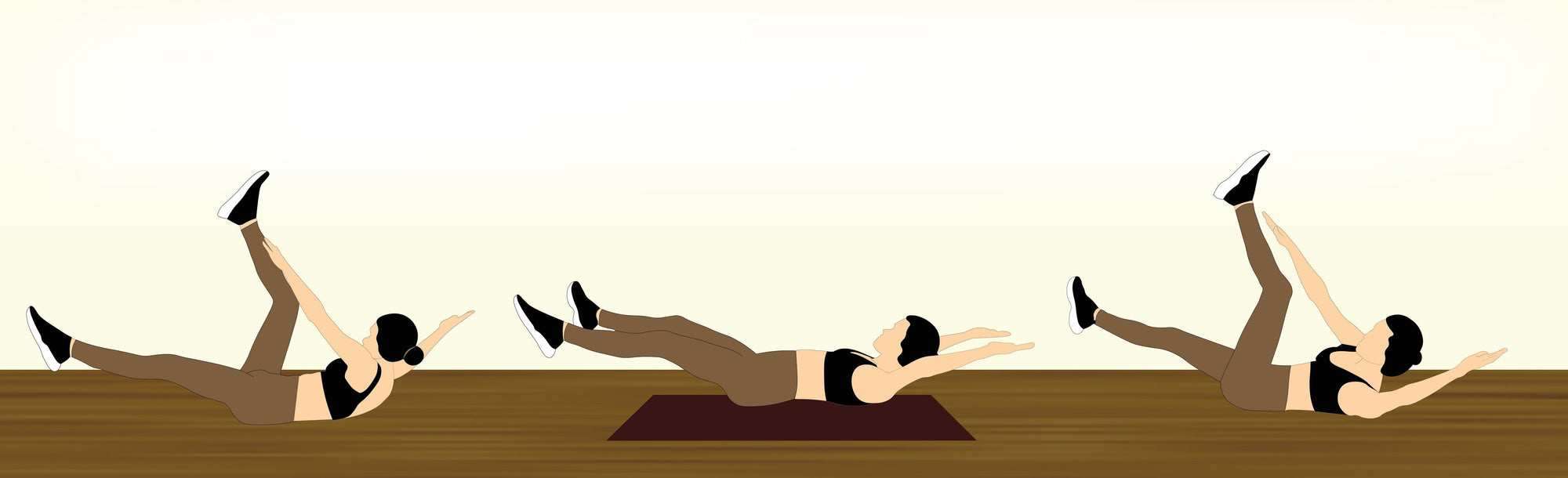 illustration of woman doing starfish crunch exercise 