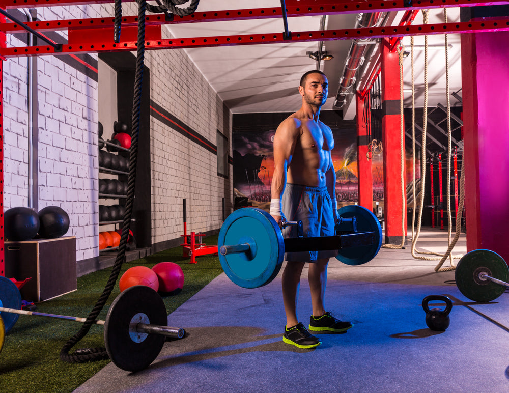 Hex Dead Lift Shrug Bar Deadlifts man at gym workout weightlifting