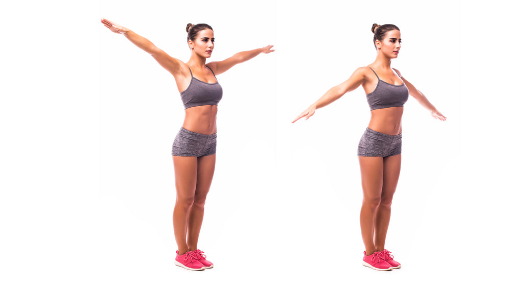 young woman doing arm circles exercise