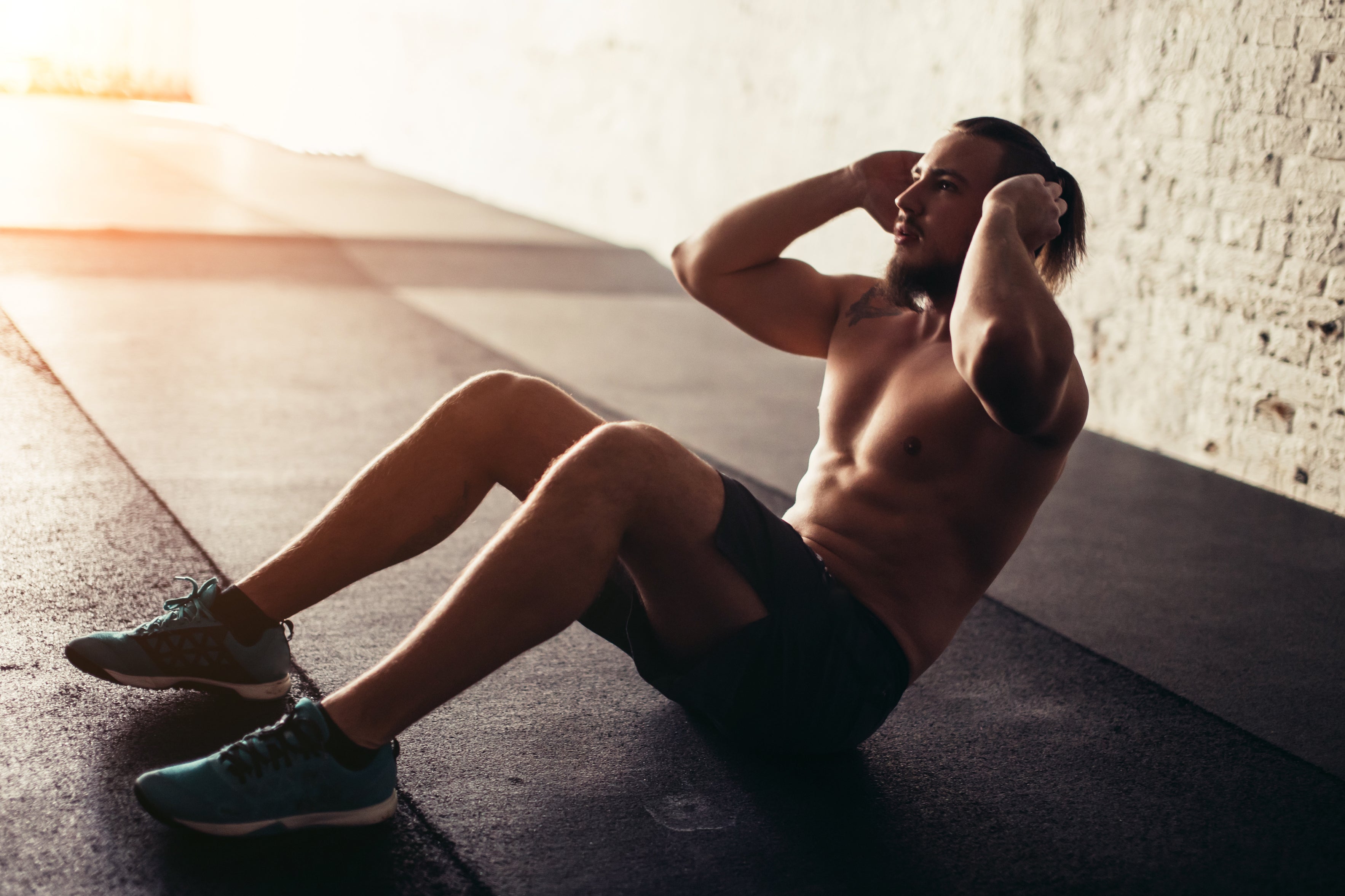 Man doing crunches hot sale