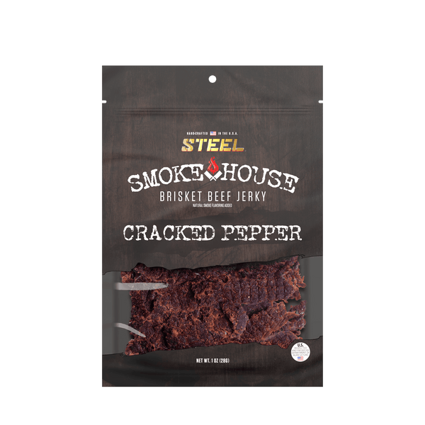 Steel Supplements Jerky Cracked Pepper 1 oz. Steel Smokehouse Brisket Beef Jerky