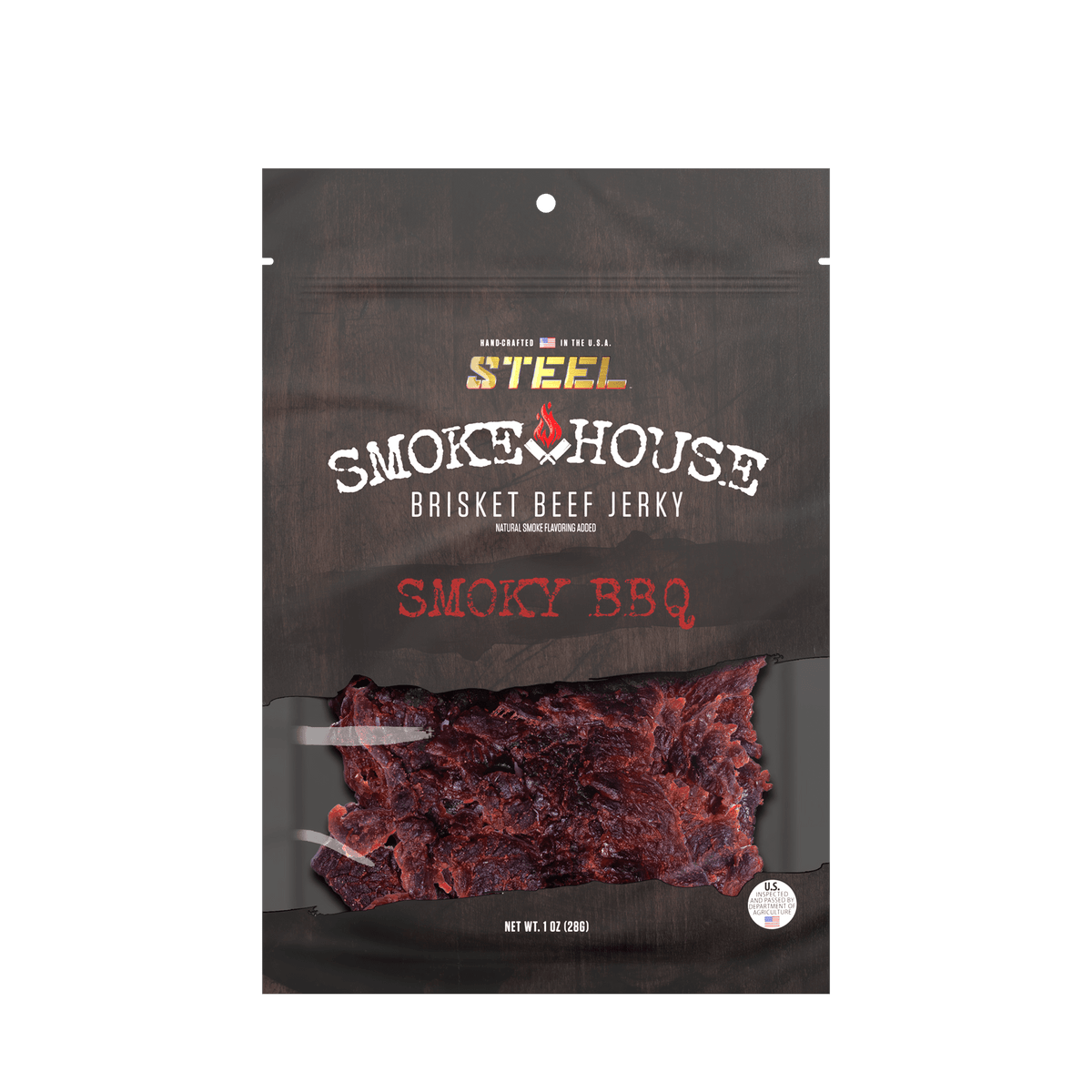 Steel Supplements Jerky Smoky BBQ 1 oz. Steel Smokehouse Brisket Beef Jerky