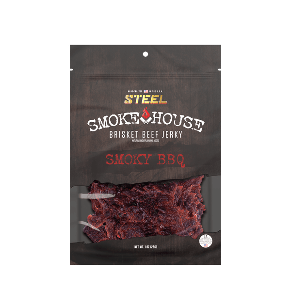 Steel Supplements Jerky Smoky BBQ 1 oz. Steel Smokehouse Brisket Beef Jerky