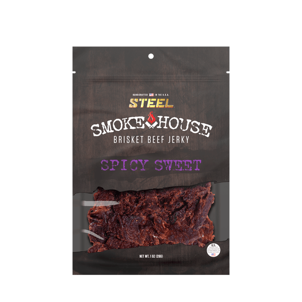Steel Supplements Jerky Spicy Sweet 1 oz. Steel Smokehouse Brisket Beef Jerky