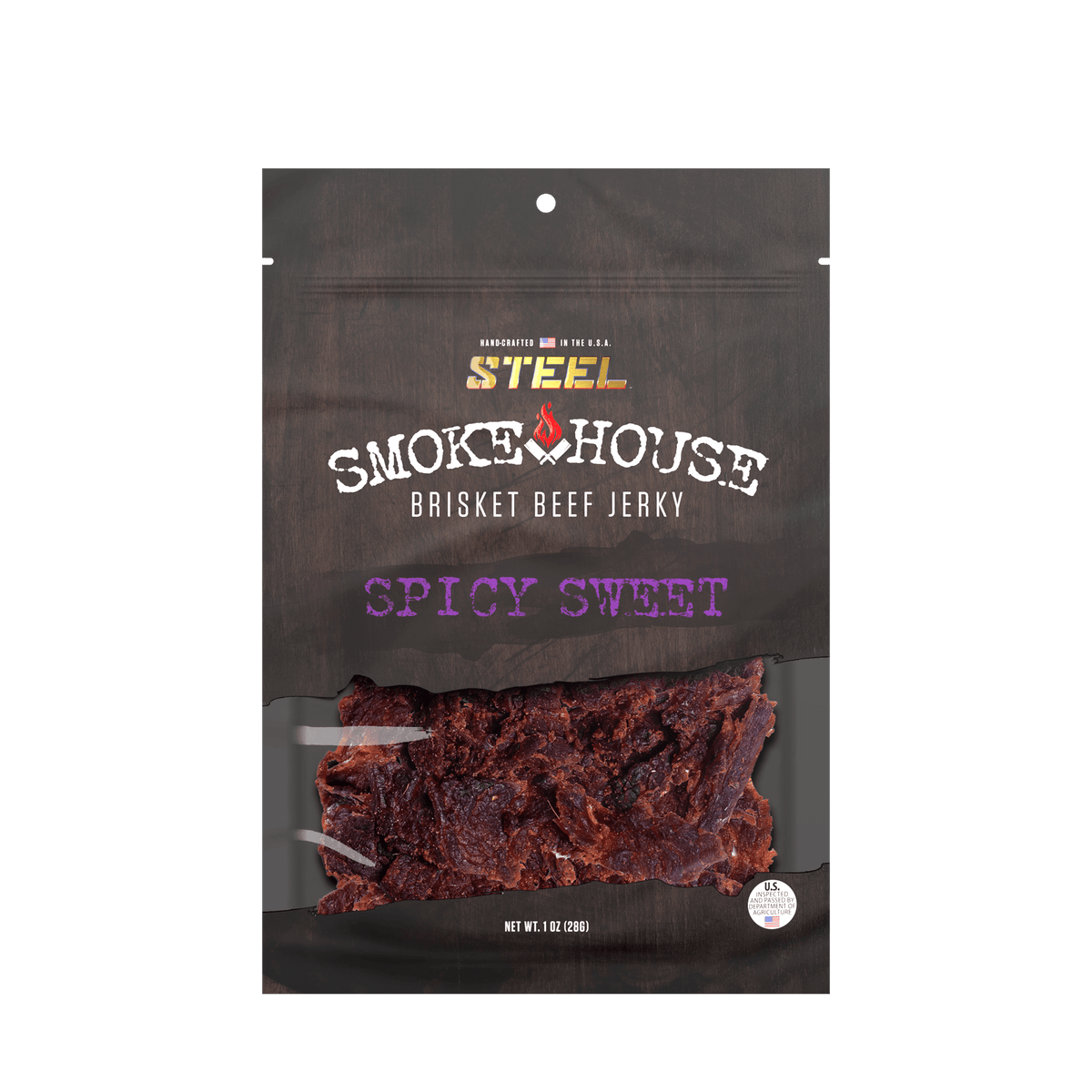 Steel Supplements Jerky Spicy Sweet 1 oz. Steel Smokehouse Brisket...