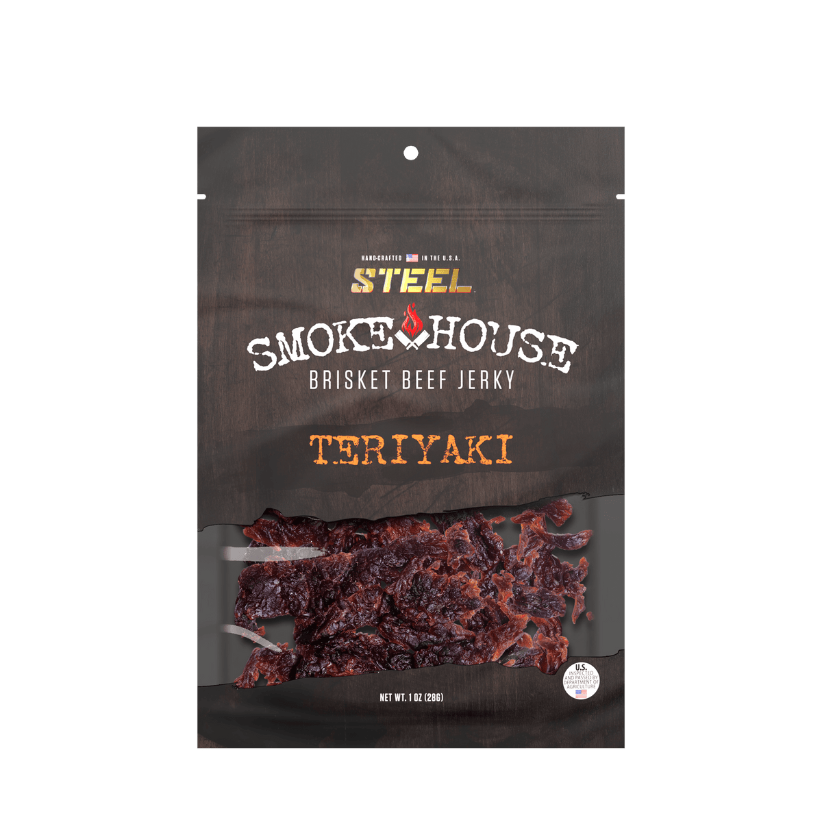Steel Supplements Jerky Teriyaki 1 oz. Steel Smokehouse Brisket Beef...