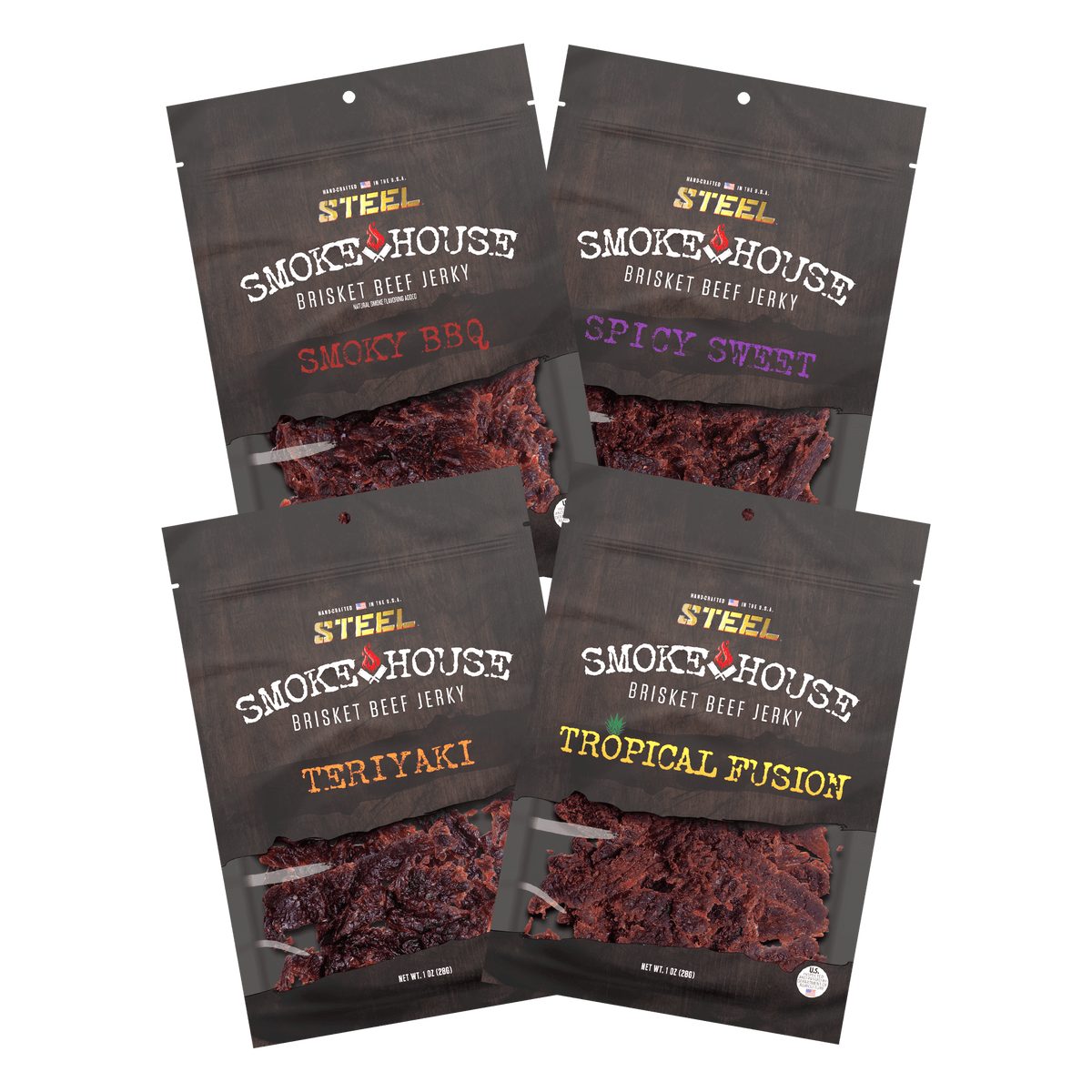 Steel Supplements Jerky Variety Pack B 1 oz. Steel Smokehouse...