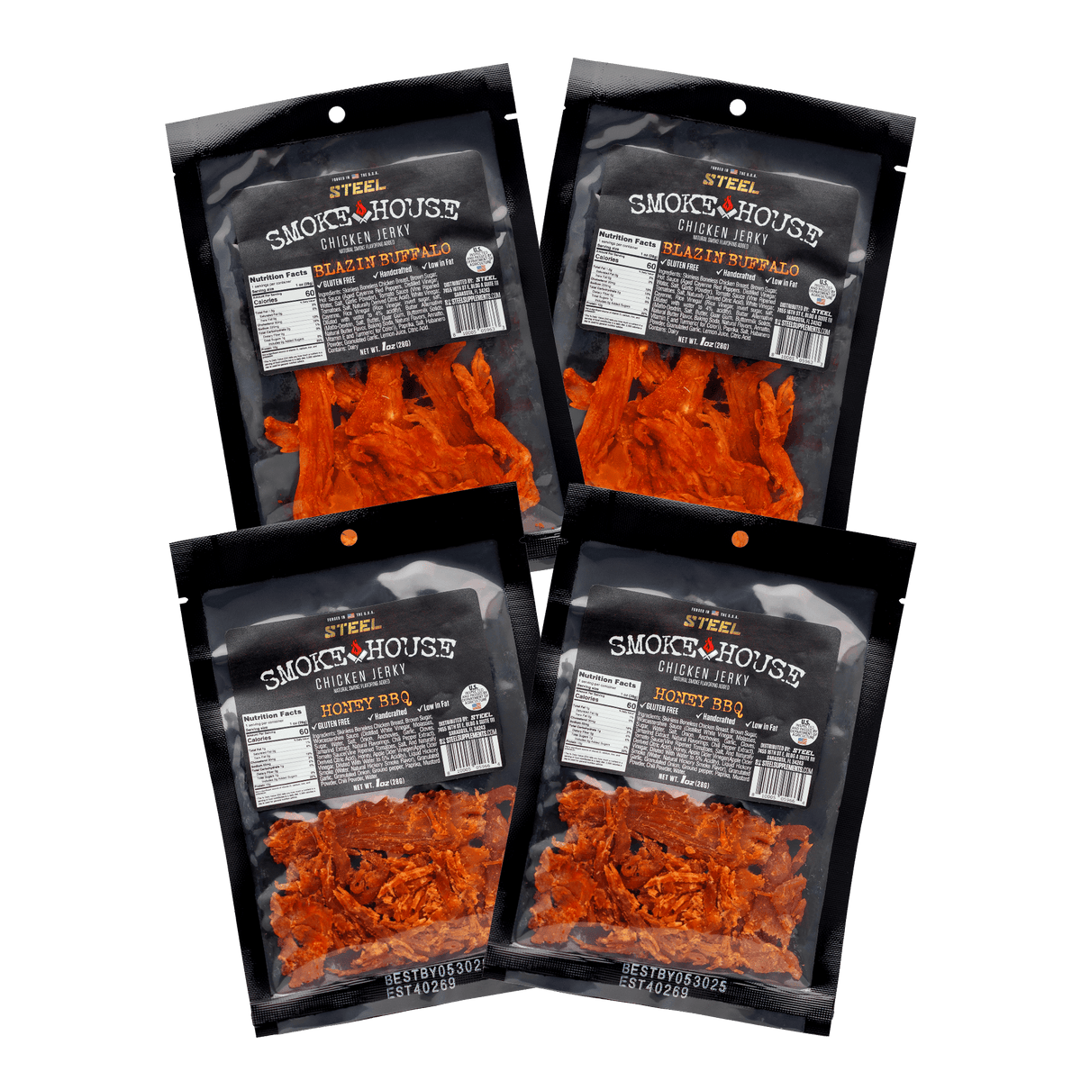 Steel Supplements Jerky 1 oz. Steel Smokehouse Chicken Jerky Variety Pack