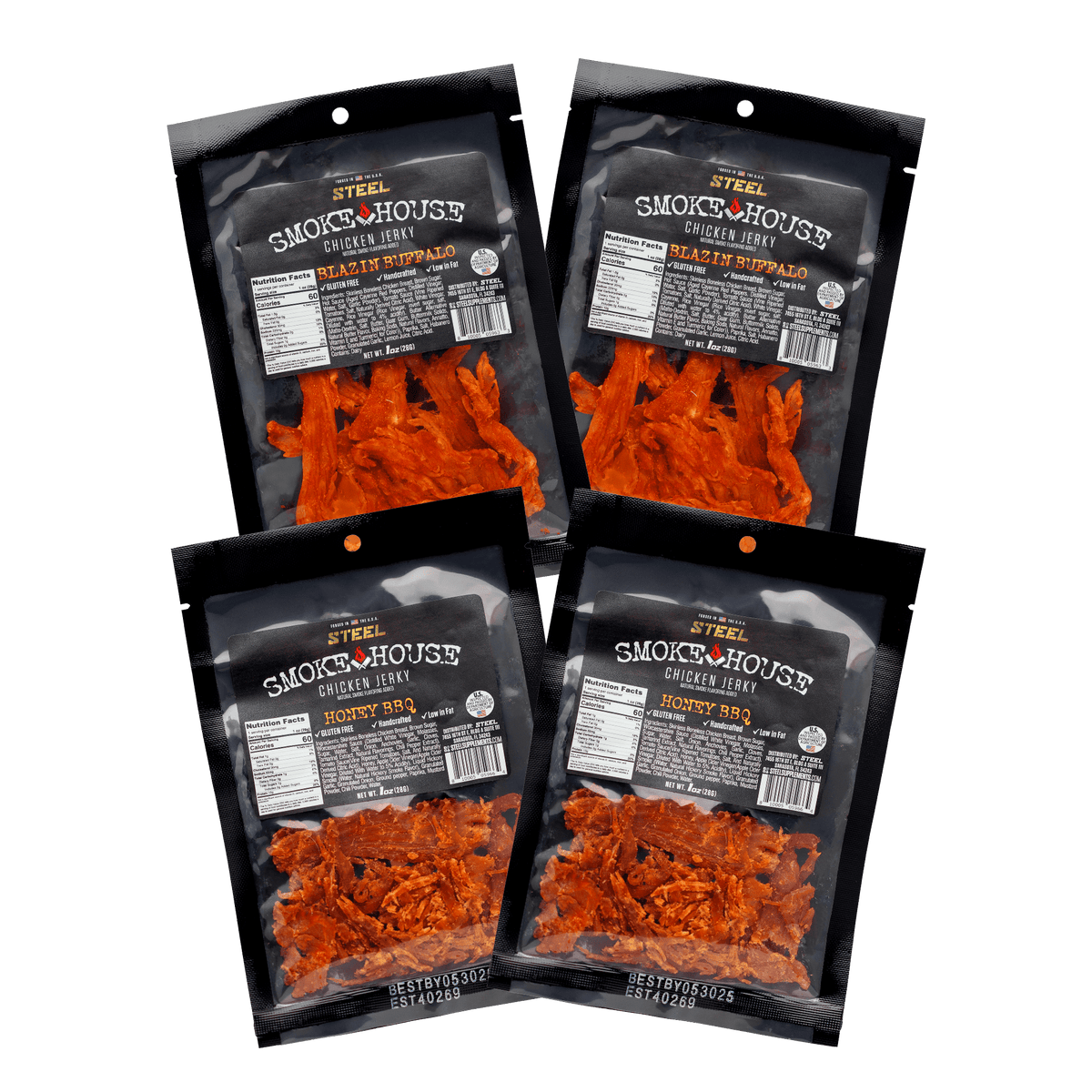 Steel Supplements Jerky 1 oz. Steel Smokehouse Chicken Jerky Variety...