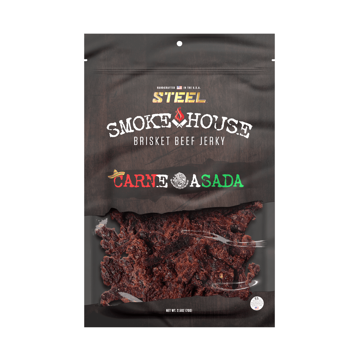 Steel Supplements Jerky Carne Asada 2.5 oz. Steel Smokehouse Brisket Beef Jerky