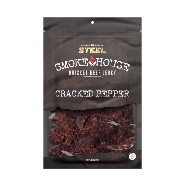 Steel Supplements Jerky Cracked Pepper 2.5 oz. Steel Smokehouse Brisket Beef Jerky