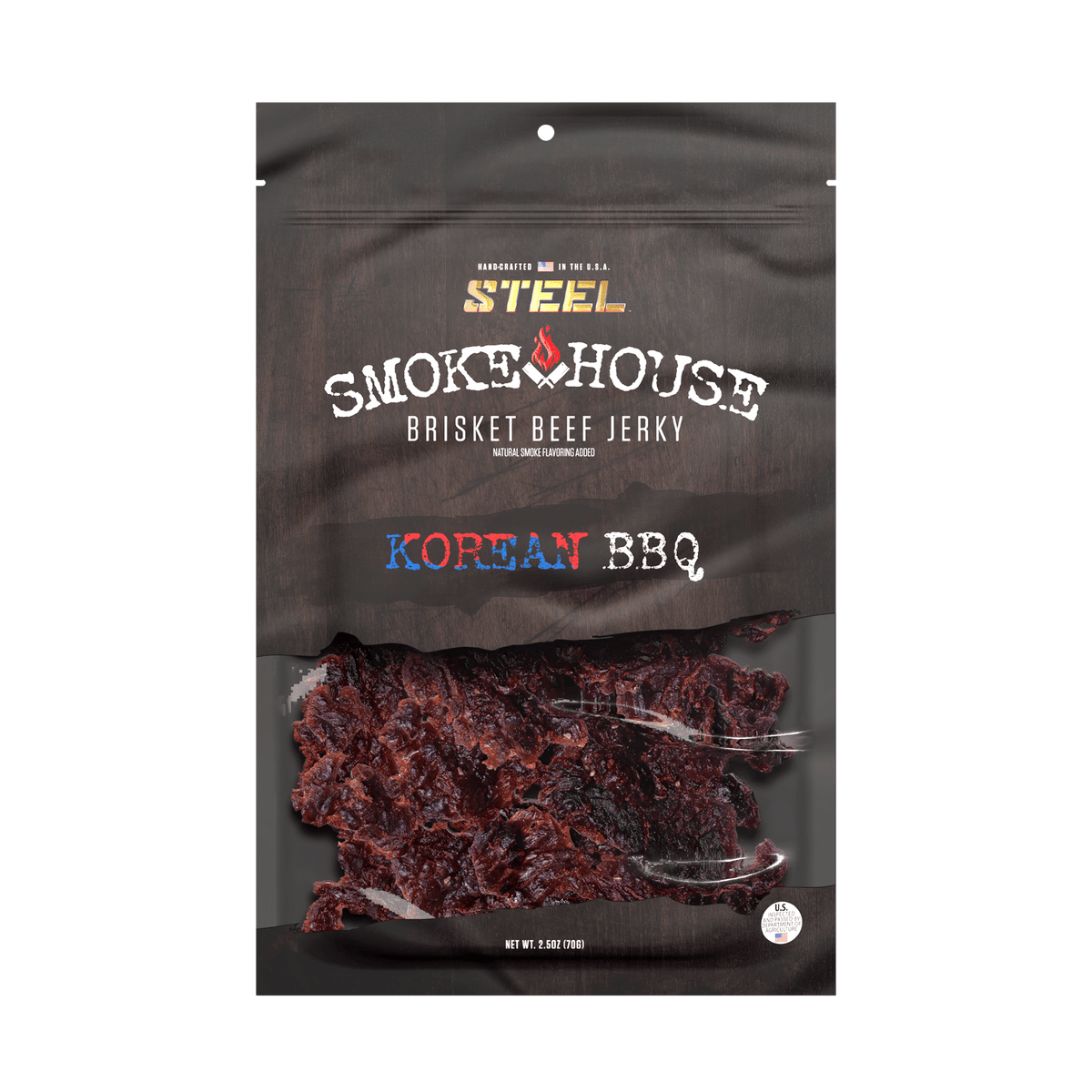 Steel Supplements Jerky Korean BBQ 2.5 oz. Steel Smokehouse Brisket Beef Jerky