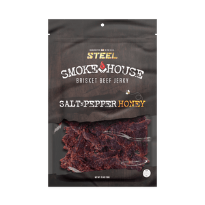 Steel Supplements Jerky Salt N Pepper Honey 2.5 oz. Steel Smokehouse Brisket Beef Jerky