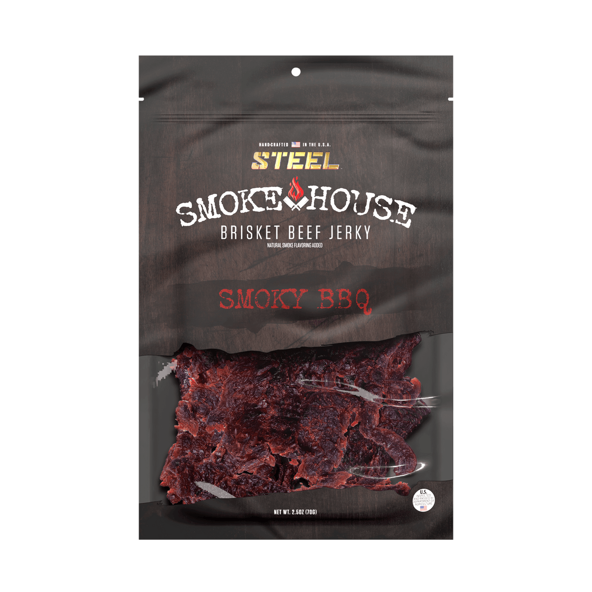 Steel Supplements Jerky Smoky BBQ 2.5 oz. Steel Smokehouse Brisket Beef Jerky