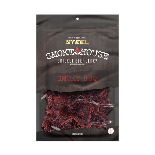 Steel Supplements Jerky Smoky BBQ 2.5 oz. Steel Smokehouse Brisket Beef Jerky