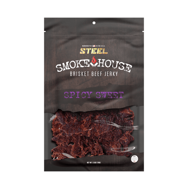Steel Supplements Jerky Spicy Sweet 2.5 oz. Steel Smokehouse Brisket Beef Jerky