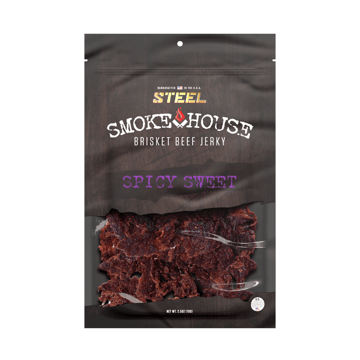 Steel Supplements Jerky Spicy Sweet 2.5 oz. Steel Smokehouse Brisket...