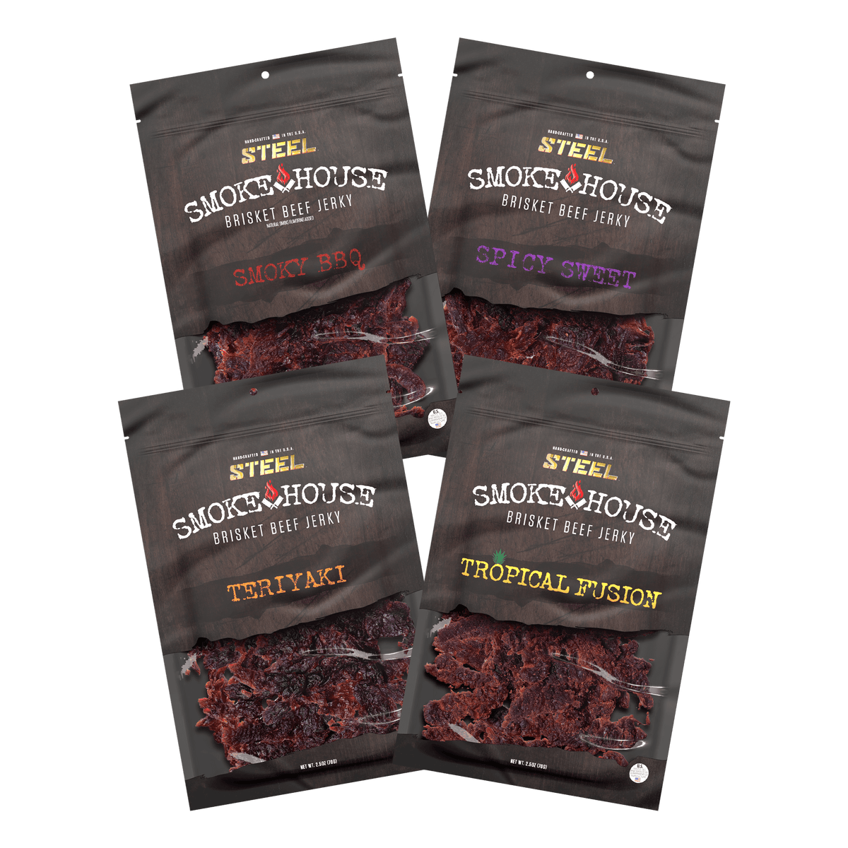 Steel Supplements Jerky Variety Pack B 2.5 oz. Steel Smokehouse Brisket Beef Jerky Variety Pack