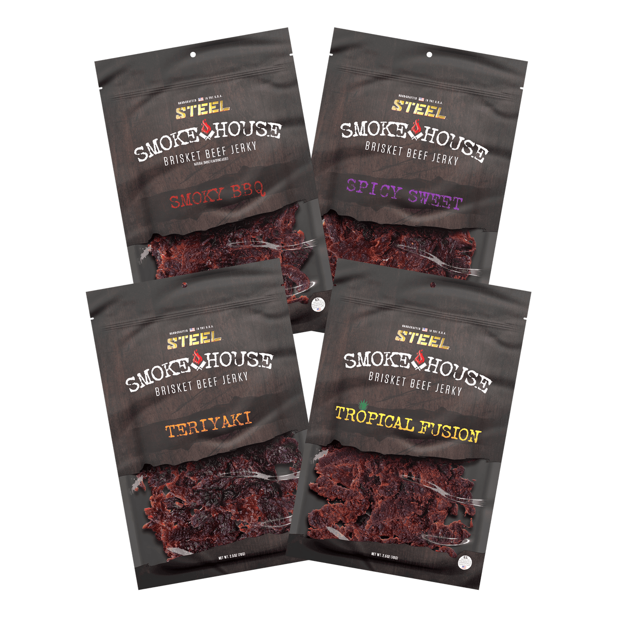 Steel Supplements Jerky Variety Pack B 2.5 oz. Steel Smokehouse...