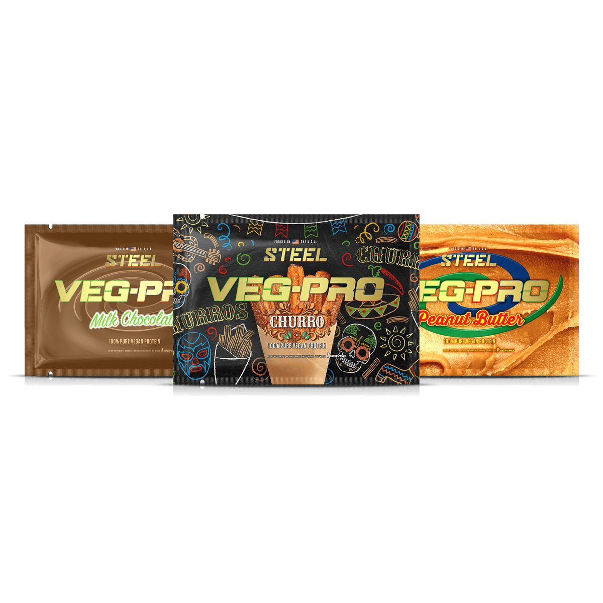 Steel Supplements Bundle Veg-Pro 3 Proteins Samples- Whey-Pro or Veg-Pro