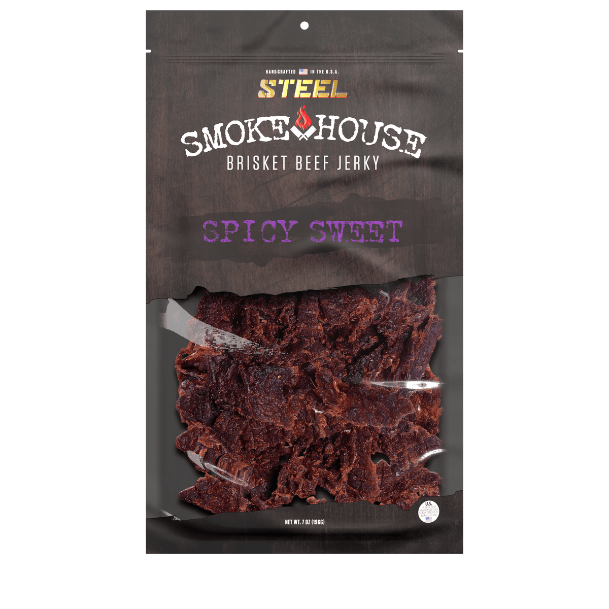 Steel Supplements Jerky Spicy Sweet 7 oz. Steel Smokehouse Brisket...