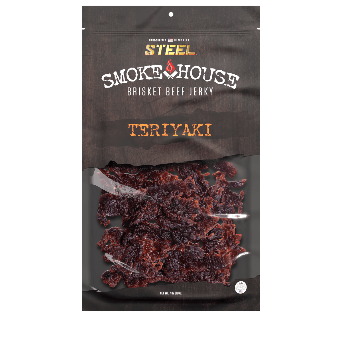 Steel Supplements Jerky Teriyaki 7 oz. Steel Smokehouse Brisket Beef...