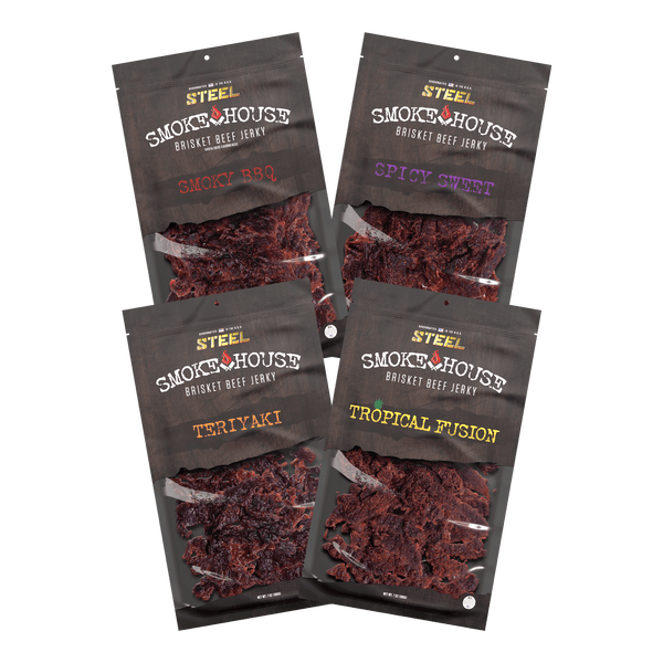 Steel Supplements Jerky Variety Pack B 7 oz. Steel Smokehouse Brisket Beef Jerky Variety Pack