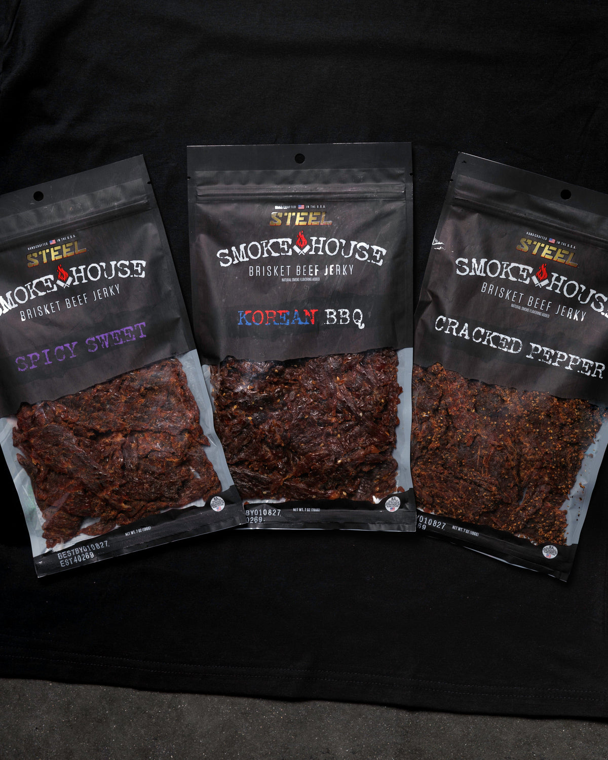 Steel Supplements Jerky 7oz. Jerky Variety Pack with T-Shirt