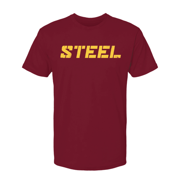 Steel Supplements Apparel S Cardinal with Yellow Steel T-Shirt