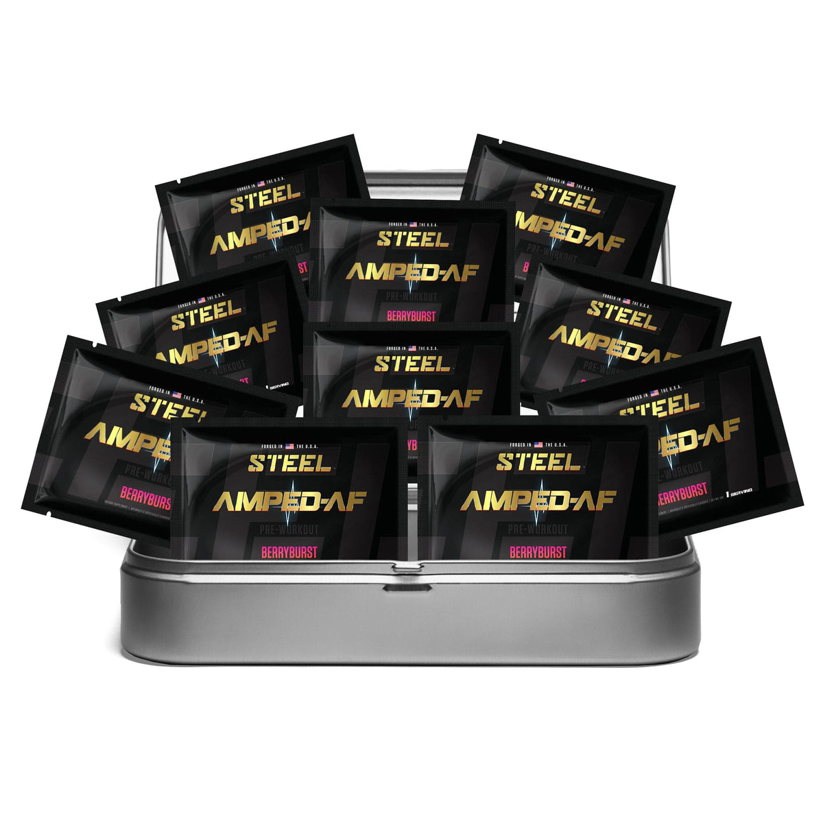 Steel Supplements Sample Berryburst / Travel Kit (10 Samples Packets) Amped-AF Sample Packets