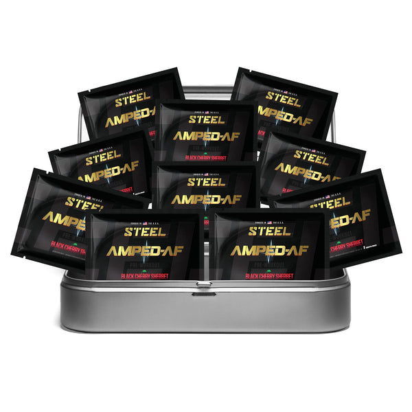 Steel Supplements Sample Black Cherry Sherbet / Travel Kit (10 Samples Packets) Amped-AF Sample Packets